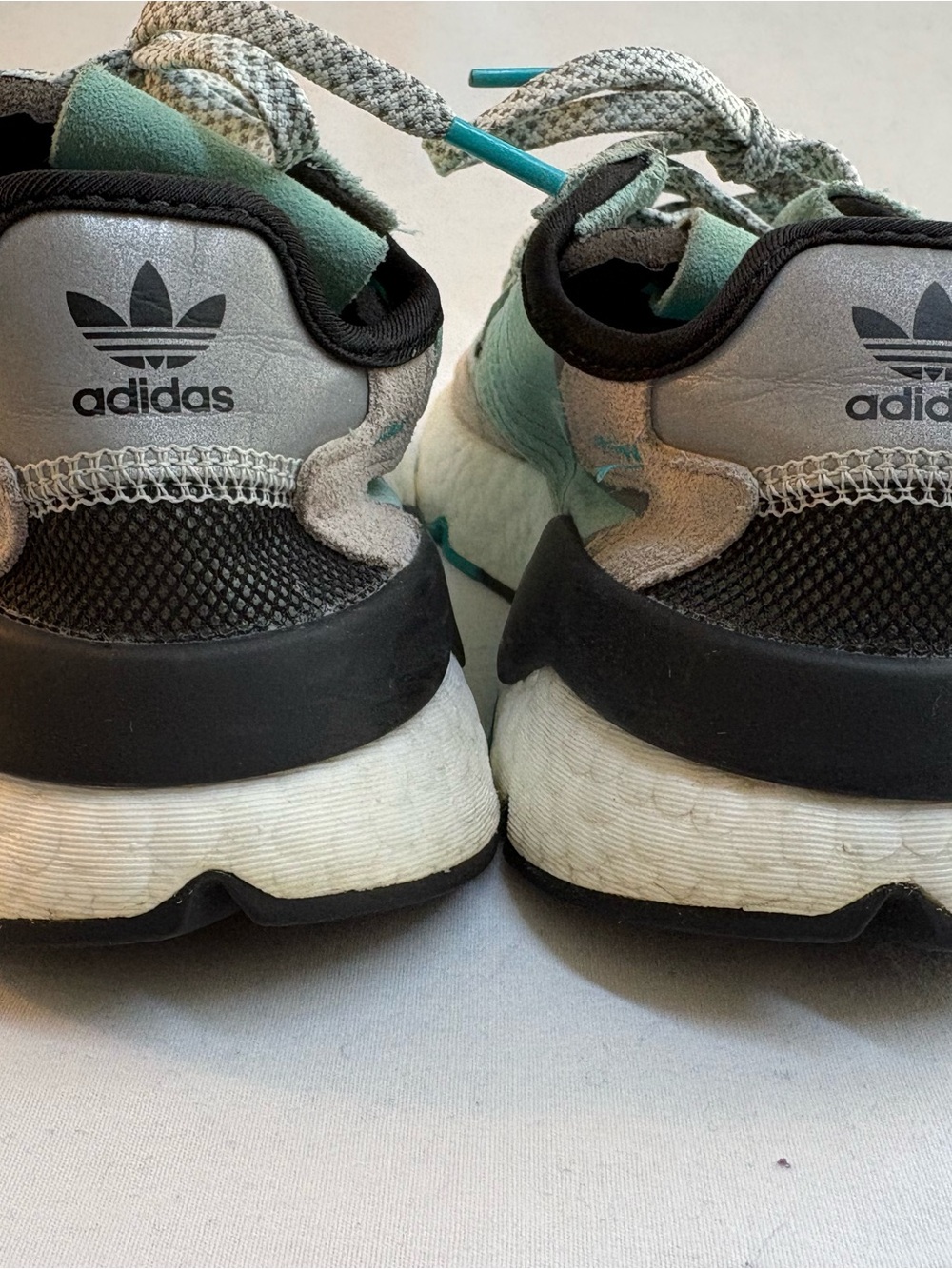 adidas Kids Mint Green and Gray Athletic Sneakers - Picture 2 of 3